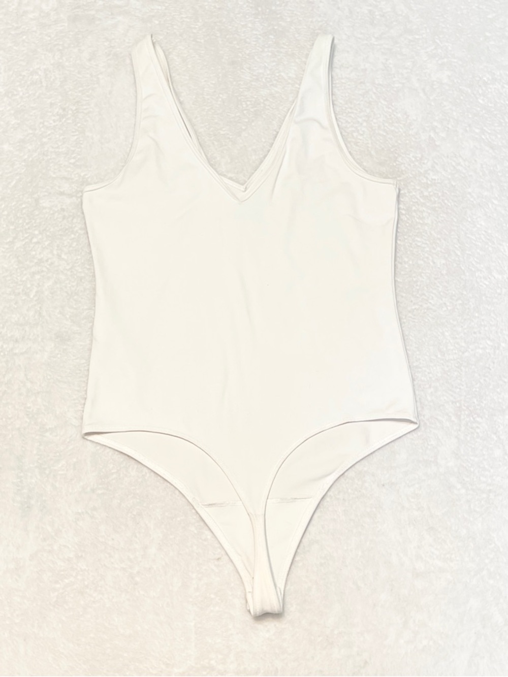 Abercrombie & Fitch White Double V-Neck Stretch Bodysuit Women's Large